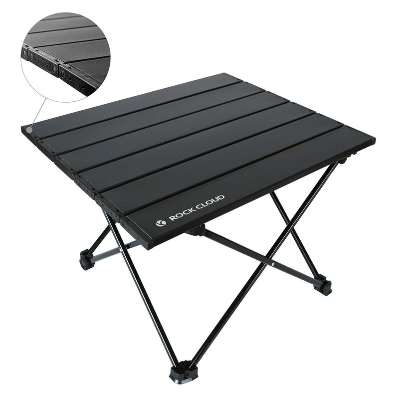 ROCK CLOUD Portable Camping Table Ultralight Aluminum Folding Beach Table Camp for Camping Hiking Backpacking Outdoor Picnic, Black - Image 1
